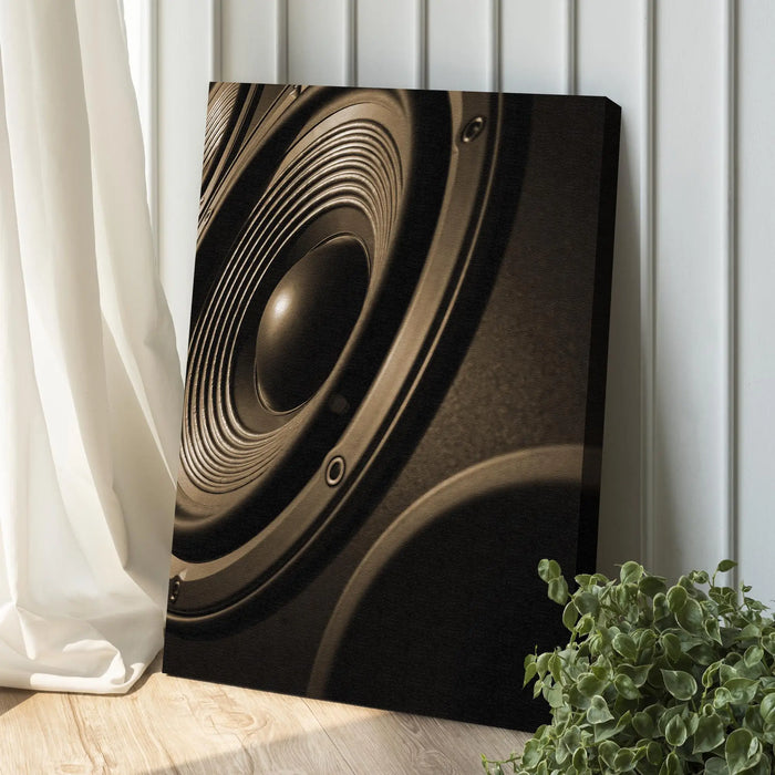 Music Equipment Speakers Sepia Canvas Wall Art by Tailored Canvases