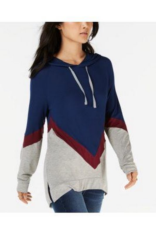 Hippie Rose Juniors Chevron-Print Pullover Hoodie, Size Large by Vanessa Jane
