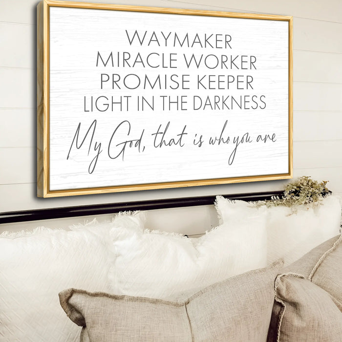 My God Way Maker Miracle Worker Faith Sign II by Tailored Canvases