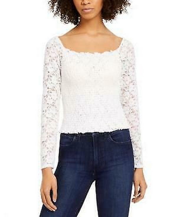 Planet Gold Juniors Smocked Lace Top, Size Small by Vanessa Jane