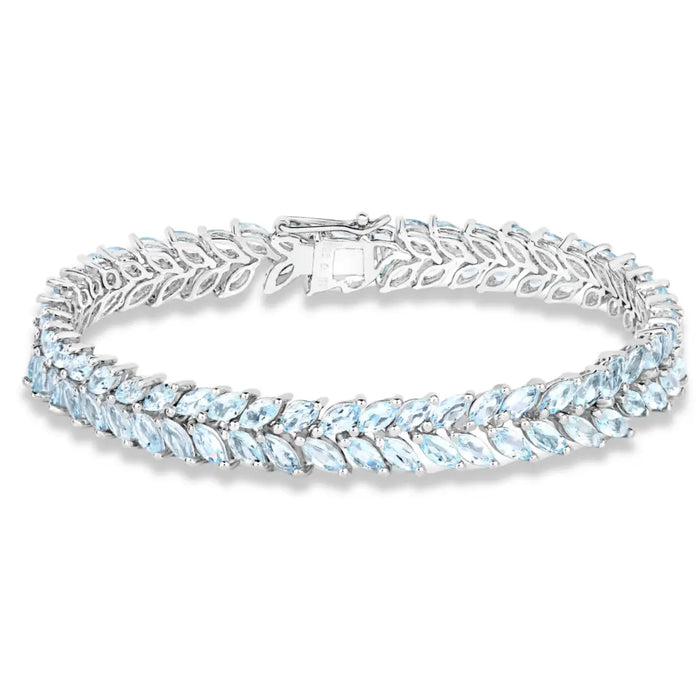 Natural Aquamarine Silver Bracelet by Fine Color Jewels