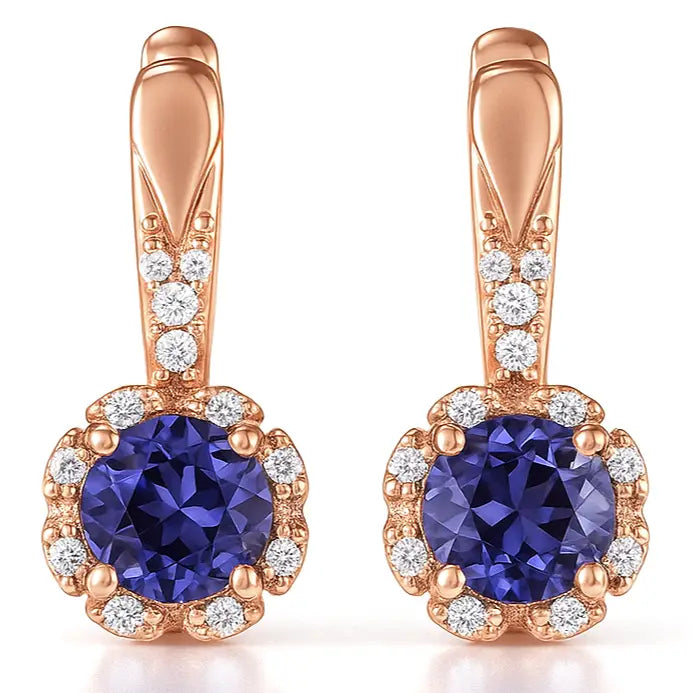 Natural Blue Iolite Sterling Silver Earrings by Fine Color Jewels
