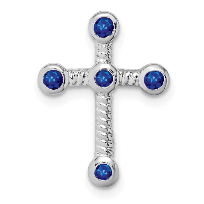Natural Blue Sapphire Cross Gold Pendant by Fine Color Jewels