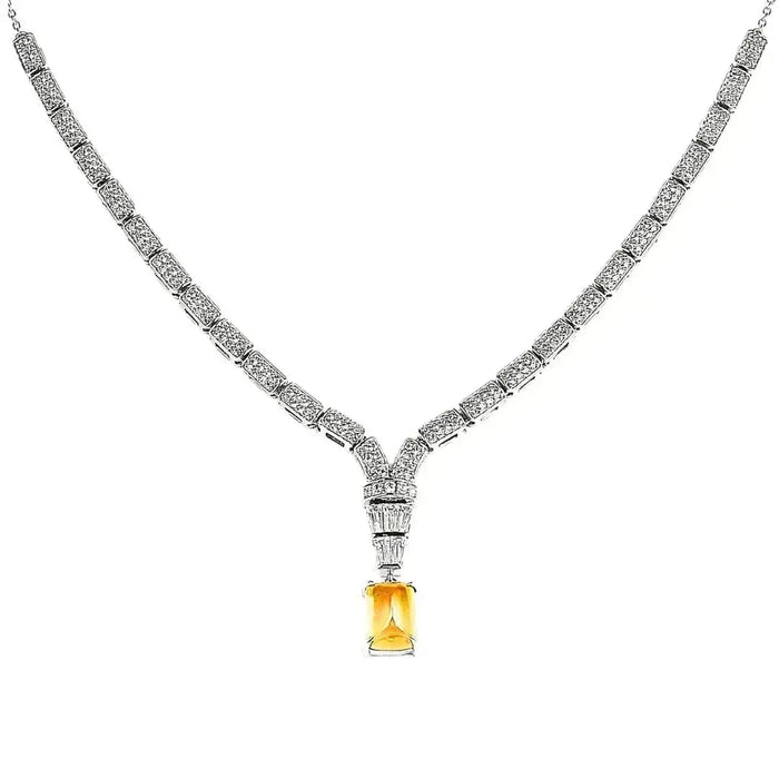 Natural Citrine Art Deco Necklace by Fine Color Jewels