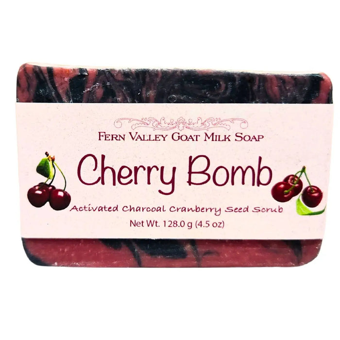 Natural Goat Milk Soap | Charcoal and Cranberry Seed Scrub | Cherry Bomb by Fern Valley Soap