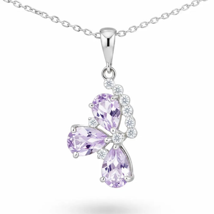 Natural Pear Amethyst Birthstone Pendant Necklaces by Fine Color Jewels