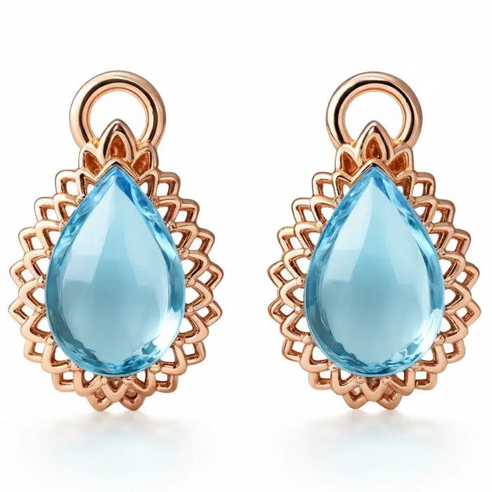 Natural Pear Shaped Sky Blue Topaz Silver Drop Earrings by Fine Color Jewels