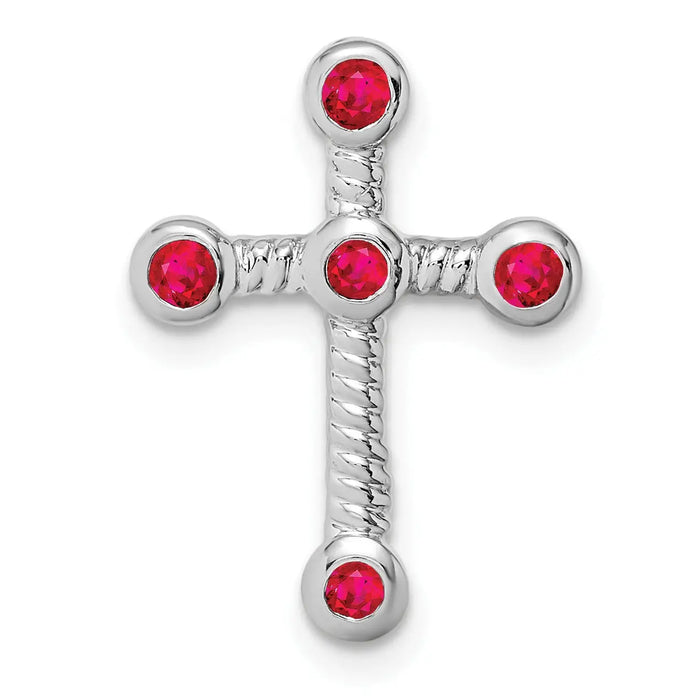 Natural Red Ruby Cross Gold Pendant by Fine Color Jewels