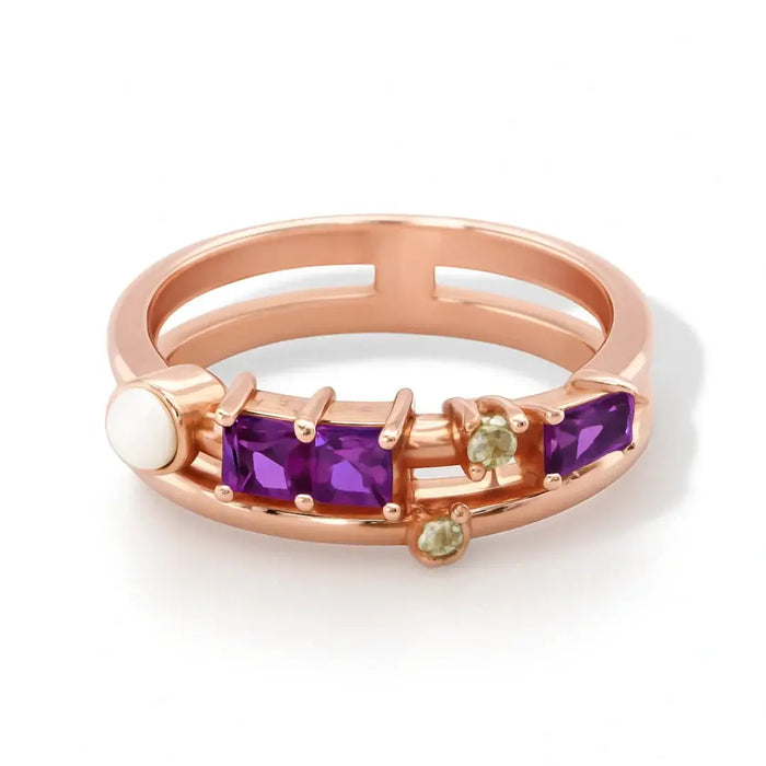 Natural Rhodolite and Multi Stone Silver Ring by Fine Color Jewels