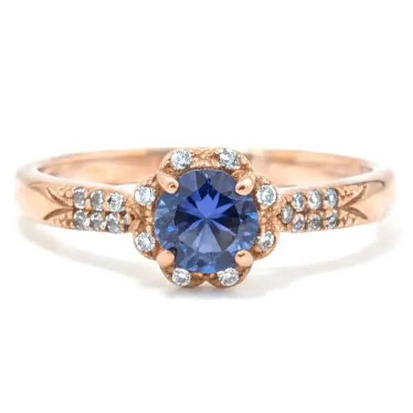 Natural Round Iolite Sterling Silver Ring by Fine Color Jewels