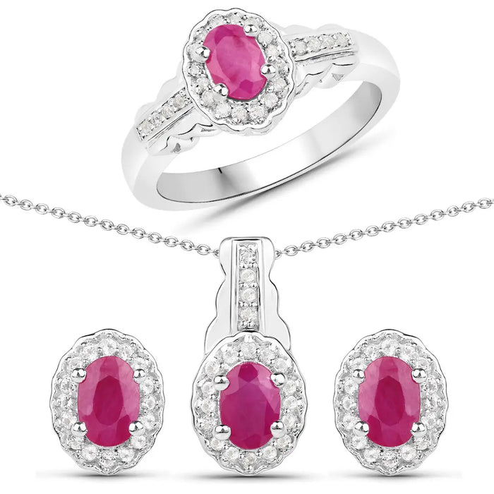 Natural Ruby Jewelry Set by Fine Color Jewels