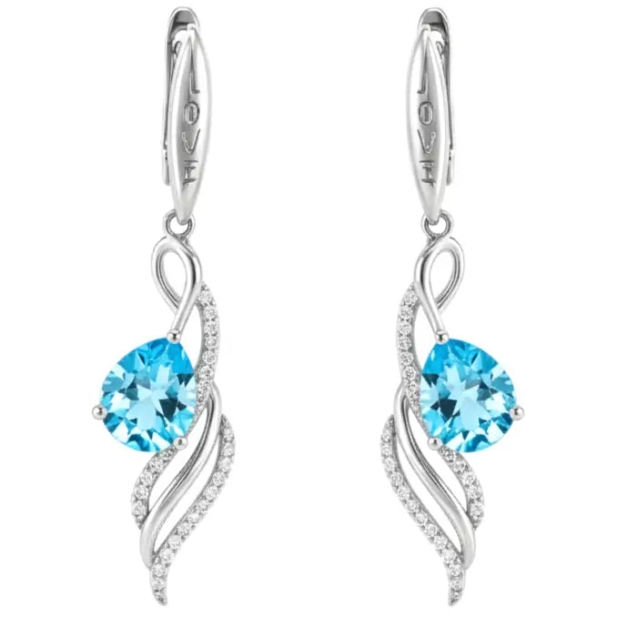 Natural Sky Blue Topaz Earrings Sterling Silver by Fine Color Jewels