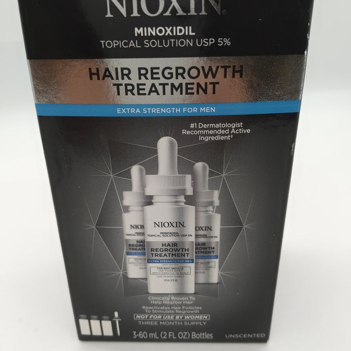 Nioxin Minoxidil 5% Hair Regrowth Treatment for Men, 3 x 2 oz (3-Month Supply)