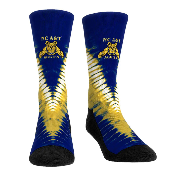 North Carolina A&T State Aggies - V Shape Tie Dye by Rock 'Em Socks
