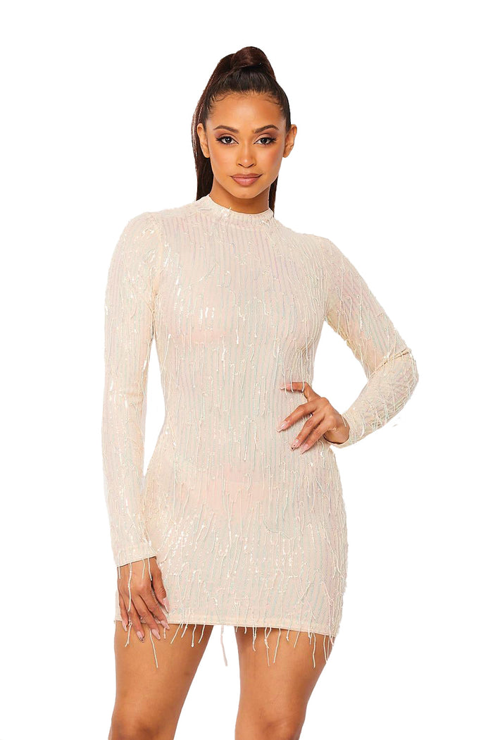 Nylon Striped Iridescent Sequin Dress by The House of Stylez