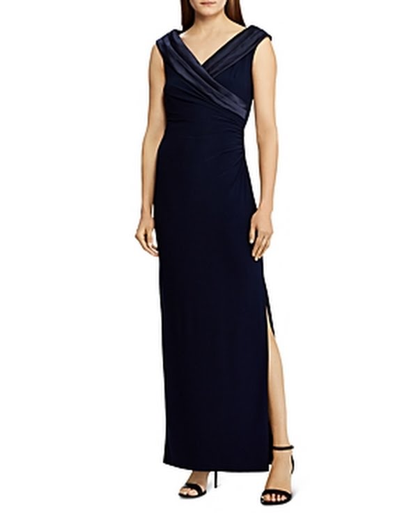 Lauren by Ralph Lauren Women Gown Sz Satin Portrait-Collar by Vanessa Jane