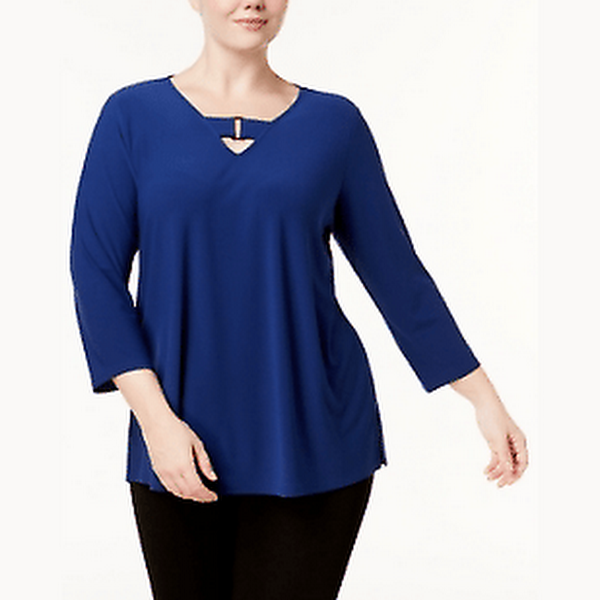 Alfani Women's Plus Size Keyhole Tunic, Blue Size OX by Vanessa Jane