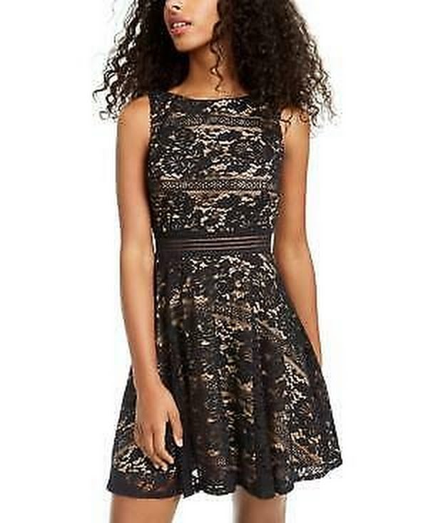 City Studios Juniors Allover-Lace Dress, Size 12 by Vanessa Jane
