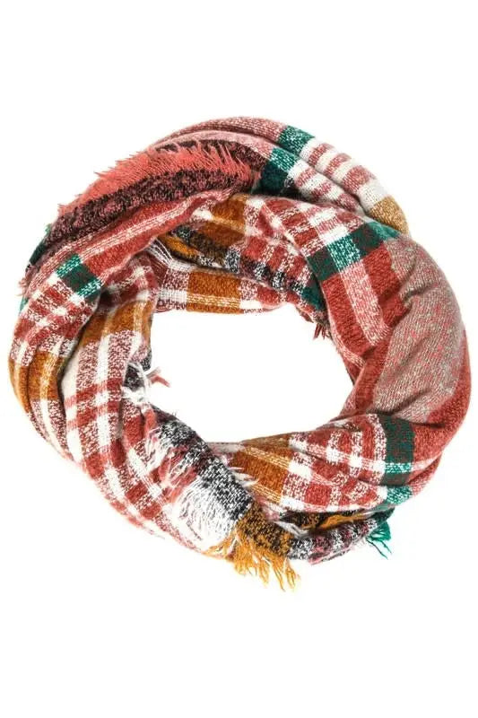 Oblong Plaid Stripe Pattern Scarf by Boutique 23