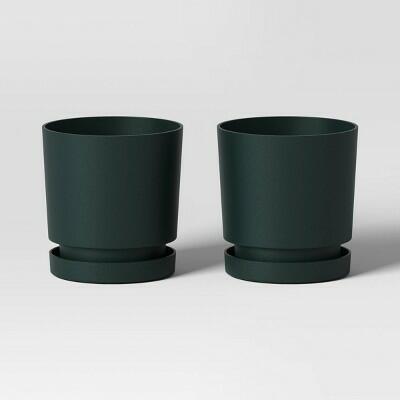 Room Essentials™ 2pc Recycled Resin Planter Pots Green 4x4x4 Indoor Outdoor by Deal US