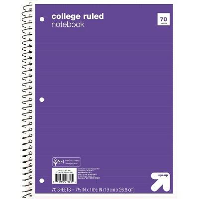 up&up™ College Ruled 1 Subject Spiral Notebook Purple 70 Pages 3 Hole Punched by Deal US