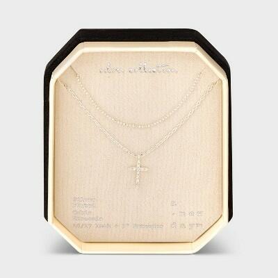 A New Day™ Silver Plated Cubic Zirconia Cross Multi-Strand Necklace Silver by Deal US
