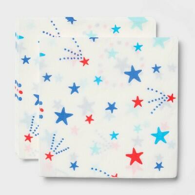 Sun Squad™ Stars Disposable Napkins 30ct White Red Blue Paper Party by Deal US