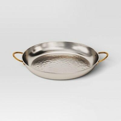 Threshold™ Coastal 14" Stainless Steel Round Serving Tray with Handle by Deal US