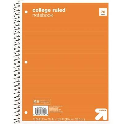 up&up™ Spiral Notebook 1 Subject College Ruled 70 Pages 7.5x10.5 Orange by Deal US