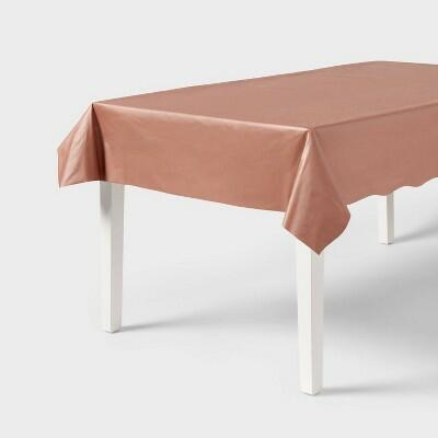 Spritz™ Disposable Chrome Table Cover Pink/Gold by Deal US