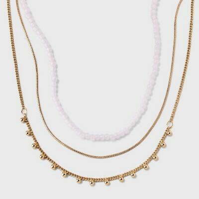 Universal Thread™ Seadbead Station Necklace Set 3pc Gold by Deal US