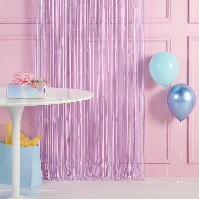 Spritz™ Rainbow Confetti Fringe Backdrop Lavender 3' x 8' Party Decor by Deal US