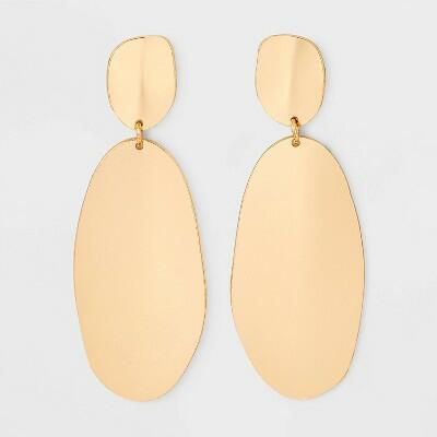 Universal Thread™ Larger Irregular Disc Drop Earrings Gold by Deal US