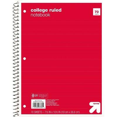 up&up™ Spiral Notebook 1 Subject College Ruled 70 Pages 7.5x10.5 Red by Deal US