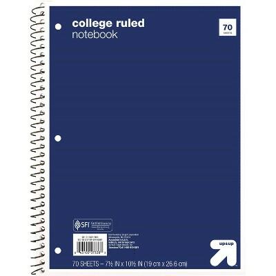 up&up™ Spiral Notebook 1 Subject College Ruled 70 Pages 7.5x10.5 Blue by Deal US