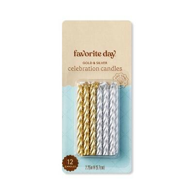 Favorite Day™ Gold Silver Twist Candles 12ct by Deal US