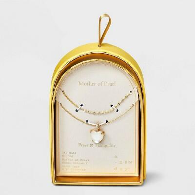 A New Day™ 14K Gold Dipped CZ Mother of Pearl Heart Pendant Necklace Gold by Deal US