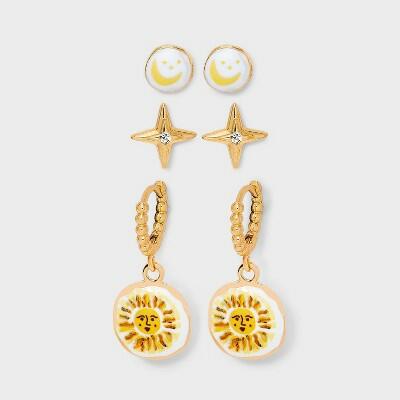 Celestial Earring Set 3pc Universal Thread™ Gold Nickel-Free Metal by Deal US