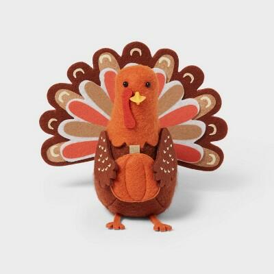 Spritz™ Thanksgiving Felt Plush Turkey with Pumpkin ORANGE-BRAWN by Deal US