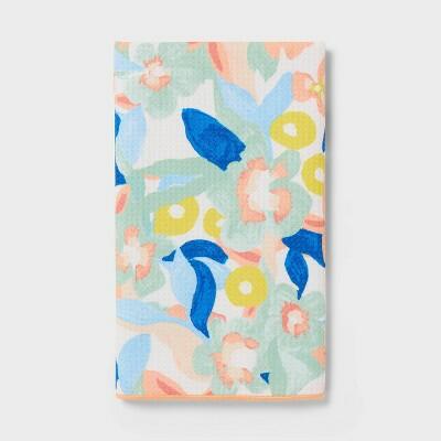 Room Essentials™ Waffle Abstract Floral Hand Towel Multicolor by Deal US