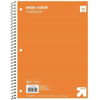 Up&up™ Spiral Notebook 1 Subject Wide Ruled Orange 70 Pages Perforated 3 Hole by Deal US