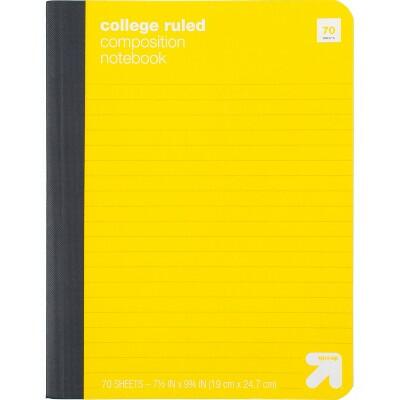 up&up™ College Ruled Composition Notebook Yellow 7.5x9.75 70 Pages by Deal US