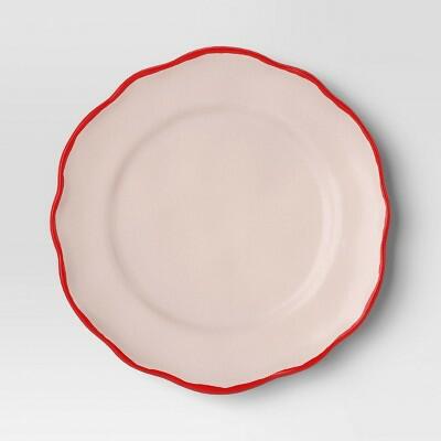 Threshold™ Valentine Stoneware Appetizer Plate 7" Pink Red Rim by Deal US