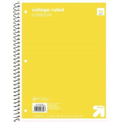 up&up™ Spiral Notebook 1 Subject College Ruled 70 Pages 7.5x10.5 Yellow by Deal US