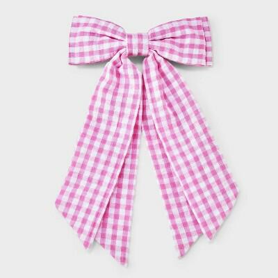 Art class™ Girls' Gingham Bow Barrette Hair Clip Pink by Deal US
