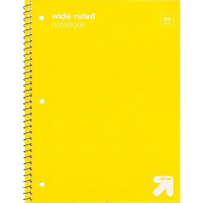 Up&up™ Wide Ruled 1 Subject Spiral Notebook Yellow 7.5x10.5 70 Pages by Deal US