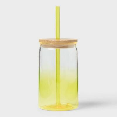 Sun Squad™ 16oz Tall Tumbler with Bamboo Lid Yellow Ombre by Deal US
