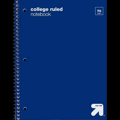 up&up™ Spiral Notebook 1 Subject College Ruled Blue 70 Pages 7.5x10.5 by Deal US