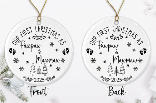 AnhTram97 Our First Christmas Mawmaw Pawpaw Ornament 2025 White Ceramic by Deal US