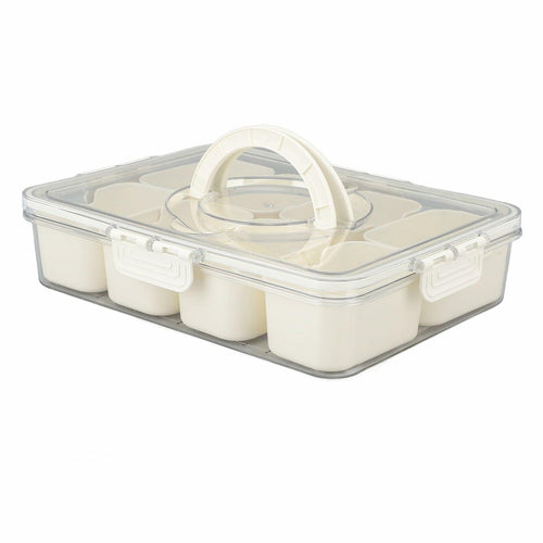 SIXRUN Condiment Serving Tray 8 Compartments Plastic Small White by Deal US
